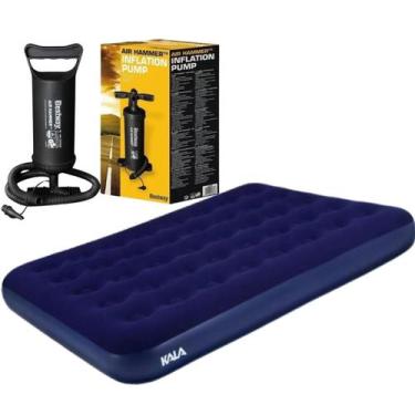 Imagem de Colchão Inflável Casal Multiuso + Inflador Manual Kit Reparo - Bel / K