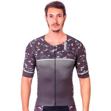 Imagem de Top camisa com mangas triathlon elite camuflado proteção uv 50+ kauna,