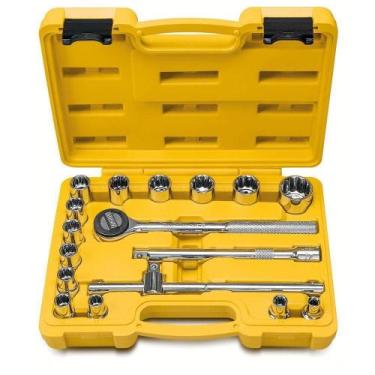 Imagem de Jogo De Soquetes Estriados Encaixe 1/2" Em Aço Cromo Vanádio Com Acaba