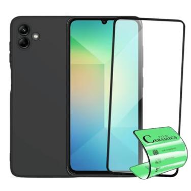Imagem de Kit Película Premium 9D Cerâmica e Capa Capinha VELUDO preta Compatível Com Samsung Galaxy A06