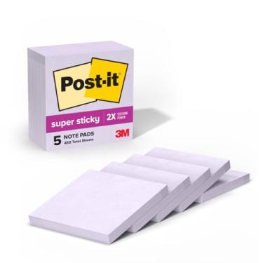 Imagem de Post-it Notas super adesivas, 5 blocos de notas adesivos, 7,6 x 7,6 cm, material escolar para estudantes, ideal para livros didáticos, cadernos, paredes e superfícies verticais, coleção de pacotes de