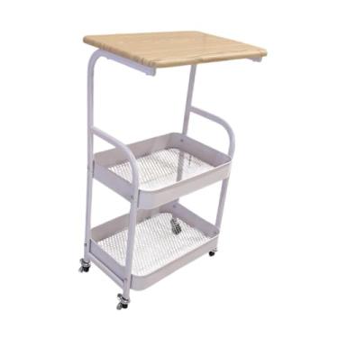 Imagem de ＫＬＫＣＭＳ Carrinho de armazenamento Carrinho de armazenamento Slim Slim com rodas Easy Monte Mobile Mobile On Wheel Utility Kitchen Cart para sala de estar, Grão de Madeira Branca