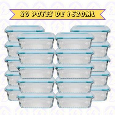 Imagem de Jogo 20 Potes Canelado 1520ml Airfryer Microondas Freezer - Belo Vidro