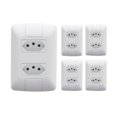 Imagem de 5 Tomadas Duplas 20A Branca Tramontina aria