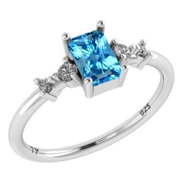 Imagem de Anel Viena Retangular Pura Prata 925 - Topázio Azul - Tudo Prata, 24