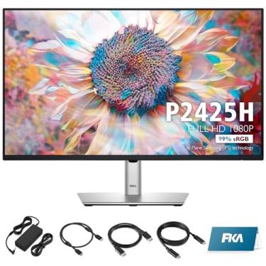 Imagem de FKA Monitor Dell P2425H - 24 Polegadas, Full Hd 1080P (1920 X 1080), 16:9 Ips, Tela De Monitor De Computador Com Displayport, Hdmi E Cabos Usb - 1 Pacote (Novo)