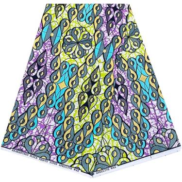 Imagem de HongyuAmy Tecido de cera de Ankara com estampa africana Kente 100% poliéster (A8)