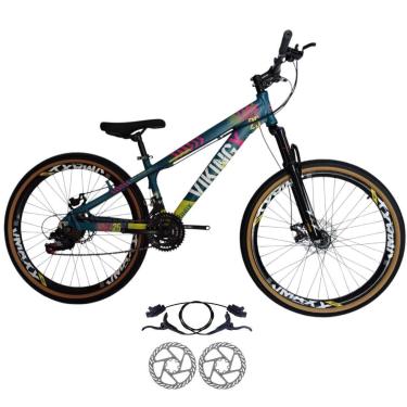 Imagem de Bicicleta 26 VikingX T25 21v Freios Hidraulicos Freeride Pneu Aro 26 Balão Faixa Amarela-Unissex