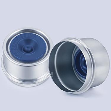 Imagem de XIKE Conjunto de 2 rolamentos de reboque OD de 5 cm de tampa de graxa com plugues de borracha, serve para eixos de roda de reboque de 0,9 kg a 1,6 kg - azul.