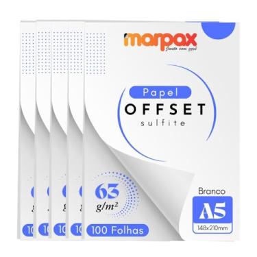 Imagem de Papel Offset 63g A5 148x210mm Branco Liso Marpax 500fls