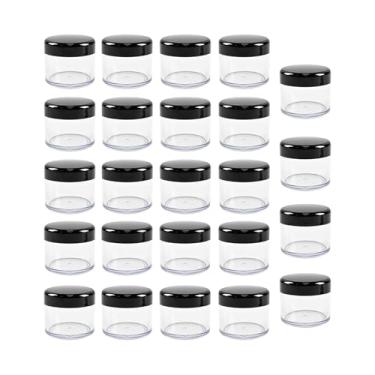 Imagem de 24 recipientes pequenos de viagem de 15 ml/14.2 g, frasco cosmético de plástico transparente, recarregável, para produtos de creme de beleza, frascos de amostra de plástico preto com recipiente de