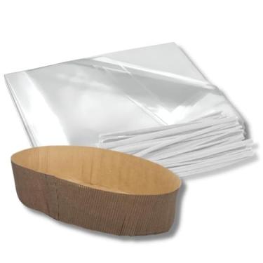 Imagem de Kit 100 Sacos Plásticos para Colomba Pascal 500g (30x40cm) + Fecho + Forma