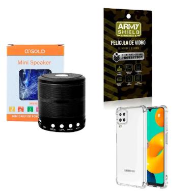 Imagem de Kit Caixa De Som + Capinha Samsung M32 + Película 3D