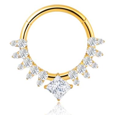 Imagem de FLORA BRINCO NARIZ ARGOLA TITANIO PIERCING ORELHA SEPTO TITÂNIO PVD ZIRCÔNIA CRAVEJADA FRONTAL 1.2X8/10mm (DOURADO, 1.2X8)