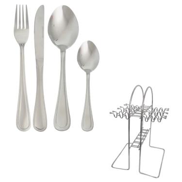 Imagem de Faqueiro 24 Peças Monte Carlo Aço Inox Com Suporte - Fracalanza Super Saldão