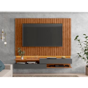 Imagem de Painel para TV até 75 Polegadas Ripado dj Móveis Felix Freijó Cinza