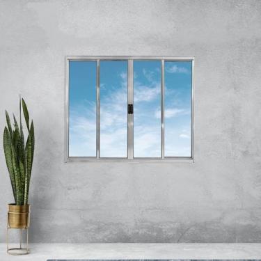 Imagem de Janela Alumínio de Correr 100x120cm 4 Folhas sem Grade Plus Lux Esquad