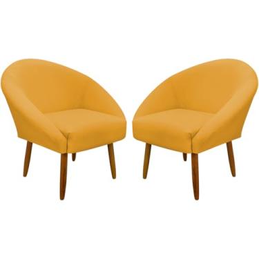 Imagem de Kit 2 Poltronas Decorativa Para Sala Recepção Manicure Consultório Stella Suede (Mostarda)