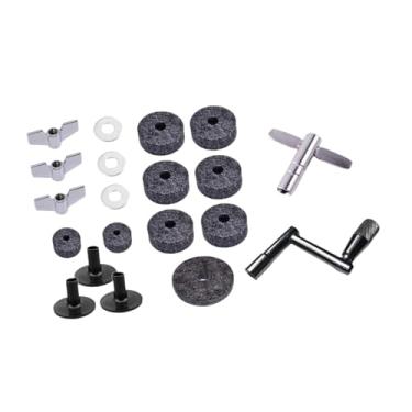 Imagem de YIJU 20Pcs Cymbal Felts Washers Cymbal Replacement Drums Parts Acessórios de Reposição Cymbal Sleeves E Arruelas Cymbal Felt Pads, Cinza