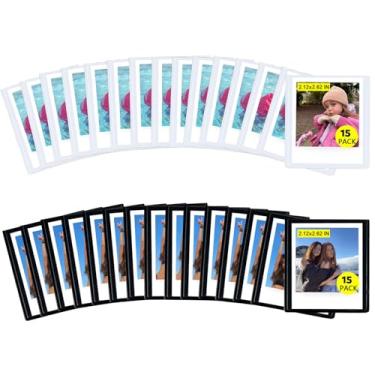 Imagem de CAIYOULE Pacote com 30 molduras magnéticas para Polaroid Go, moldura magnética para geladeira, compatível com Polaroid Go, moldura magnética de geladeira com capa transparente, 5 x 6 cm, preto e