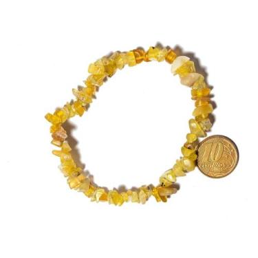 Imagem de Pulseira Cascalho Pedra Opala Natural Rolado Fibra Silicone - Cristais