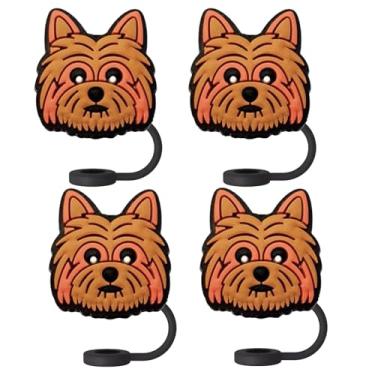 Imagem de Yorkshire Yorkie Dog Straw Toppers para copos Stanley; tampa de palha compatível com Stanley copo de 30 e 1,134 g, topo de canudos reutilizáveis e de silicone para pontas de 0,4 polegadas/10 mm, 4