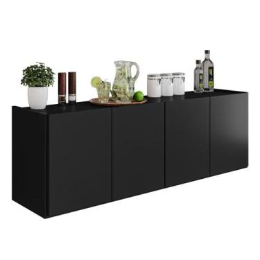 Imagem de Balcão de Cozinha Suspenso 118cm 4 Portas Monna Preto Z34 - Mpozenato,