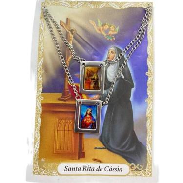 Imagem de Escapulário Santa Rita Aço inóx foto 1,5 x 32 cm - Lua Mistica