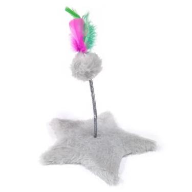 Imagem de Arranhador Cinza De Gato Estrela Mola Bolinha Pelucia