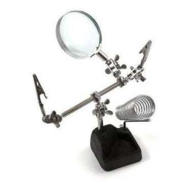 Imagem de Lupa com suporte e garras para ferro de solda - lee tools