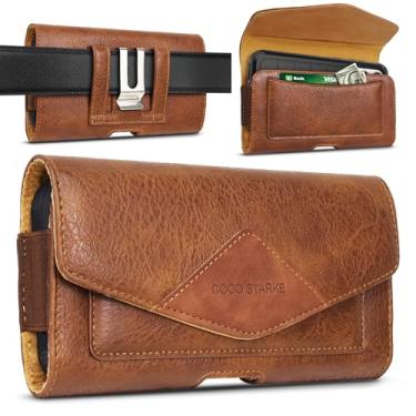 Imagem de Capa de couro para celular com capa flip magnética para iPhone 16/15/14 Pro Max, capa Samsung Galaxy s25 Ultra S24+/S23+/S22+ (serve para capas Otterbox) coldre de couro para celular para homens e