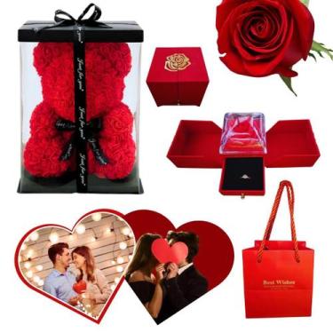 Imagem de Conjunto Luxo Urso Rosas Porta Joia Presente Amor Namorada - Novacasa1