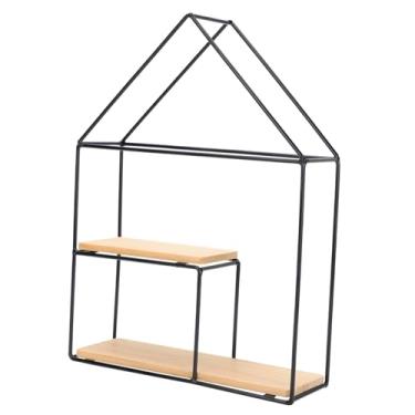 Imagem de 1 Unidade Prateleira De Parede Prateleira Flutuante De Fazenda Quarto Prateleira Flutuante Em Forma De Casa Rack De Armazenamento De Parede Ferro Forjado Filho Sem Socos Ornamento