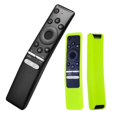 Imagem de Controle remoto compatível com TVs Samsung com função de pesquisa por voz com capa de silicone para Samsung UHD, Neo QLED, OLED, 4K e 8K para Smart TVs Samsung (verde claro)