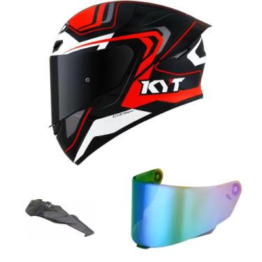 Imagem de Capacete KYT TT Course Overtech Preto e Laranja Mais Viseira Camaleão 