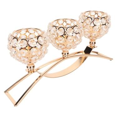 Imagem de Titulares de Velas de Cristal, 3 Braços Tealight Veller Title Tabel de Jantar Pija Central Candlestick Candelabra Stand para Sala de Jantar Festa de Casamento Ano Novo Decoração