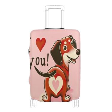 Imagem de Joisal Capa de bagagem de mão Magic Mushrooms Ladybugs serve para malas de 45 a 81 cm para mala de viagem elástica aprovada pela Tsa, Cute Dachshund I Love You, L 26-28 in