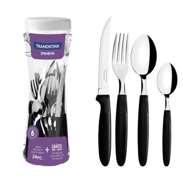 Imagem de Faqueiro Tramontina Ipanema Preto com Pote Plástico 24 Peças