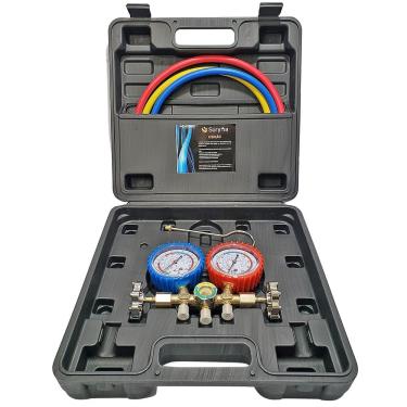Imagem de Manifold 1/4" Com Maleta E Mangueira 90cm R22 - R134 - R404 Suryha 80150.001