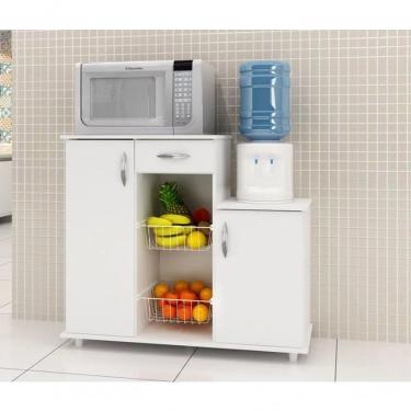 Imagem de Balcão Com Fruteira 2 Portas 1 Gaveta Diva Branco Notável Móveis Branco