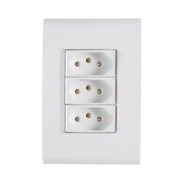 Imagem de Conjunto 4x2 Com 3 Tomadas 2p+t 20 A 250 V Tramontina Liz Branco Tramontina