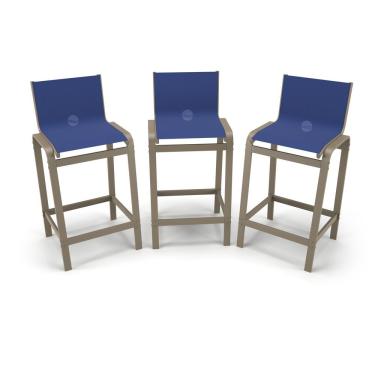 Imagem de Kit 3 Banquetas Alta Bancada Alumínio Fendi Tela Azul