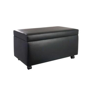 Imagem de Puff Bau 70cm X 40cm X 40cm Courino Com Rodizios Preto