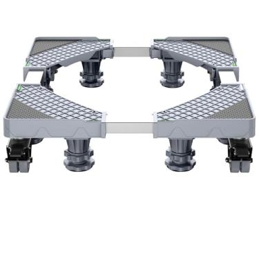 Imagem de Suporte de mini geladeira 40,6 cm - 61 cm ajustável para máquina de lavar roupa suporte universal para móveis e secador de geladeira (cinza)