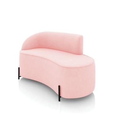 Imagem de Sofá 2 Lugares Orgânico 140cm Pé Ferro Preto Morgan Suede Rosa Bebê D03 - D'rossi