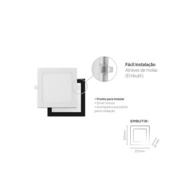 Imagem de Luminária Quadrada Embutir Acab. Branco 225x225x22 20w 4000k Irc >70 Ip 40 120° 1220lm