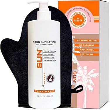 Imagem de Sun Laboratories by Giesee Dark Sunsation Loção Autobronzeadora Com Luva Bronzeadora, Very Sunless, Bronzeador Orgânico Instantâneo, Inclusa