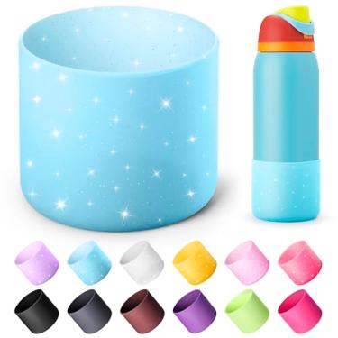 Imagem de Diumepo Bota de silicone para garrafas de água Owala de 1,134 g, capa protetora antiderrapante para garrafa de água isolada Owala Twist & FreeSip & Flip, base inferior da bota (azul brilho)