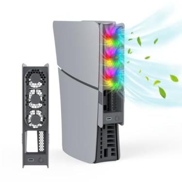 Imagem de JDDWIN Ventoinhas De Resfriamento Para Ps5 Pro/Slim/, 3 Velocidades Ajustáveis Com Luz Led, Sistema Silencioso E Eficiente, Porta Usb 3.0 Console Playstation 5 Pro/Slim Disc/Edição Digital - Cinza