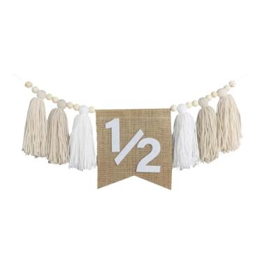 Imagem de predolo Faixa para Cadeira Alta de Meio Aniversário, Borla, Guirlanda para Cadeira Alta, Boêmio, Criativo, Cenário Fotográfico, Decoração para Festa de Aniver, Branco, Tamanho real